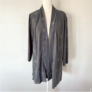 Susan Graver Women Sequin Long Kimono Topper Large Holiday Party Office Modest